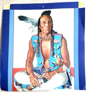 Vintage Colorful Indian Man Thick Paper Picture adds cultural flair - Picture 1 of 3