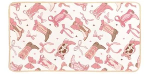 Welcome-Mat-Pink-Preppy Bedroom Bathroom Kitchen Mats Western Cowgirl Boots D... - Picture 1 of 7