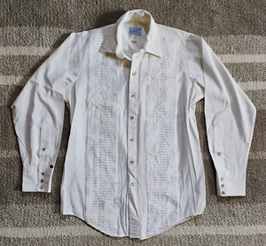 Vintage Rockmount Shirt Men 15.5-32 White Pearl Snap Ranch Tru West Cowboy Rodeo - Picture 1 of 8
