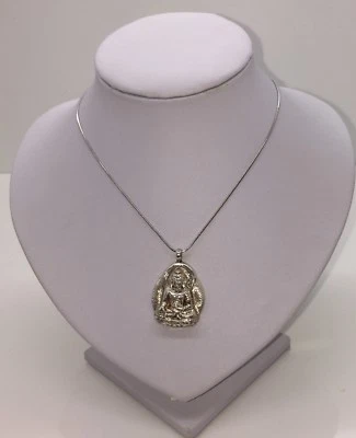 Tibetan Buddha Pendant 925 Sterling Silver And Necklace Made In Nepal - Image 1 of 4