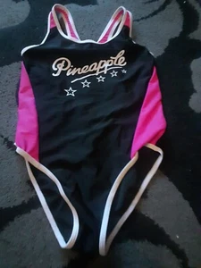 Girls Pineapple Swimming Costume Black/pink Age 8-9 - Picture 1 of 4