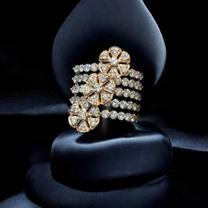 Pave 2.63 Ct Round Brilliant Cut Natural Diamonds Anniversary Band Ring 14K Gold - Picture 1 of 11
