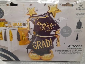 Congrats Grad Graduation AirLoonz Foil Balloon (50"/127cm) Party Fun - Picture 1 of 1