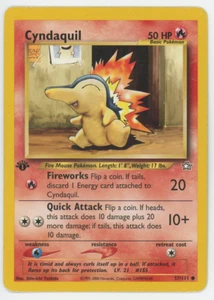 Tarjeta de Pokémon Cyndaquil 57/111 Primera Edición Común Neo Genesis 2000 WOTC Primera - Imagen 1 de 7