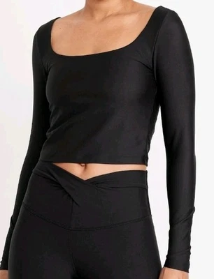 Nuevo con etiquetas Top para mujer Old Navy Active PowerSoft soporte corto talla M N6 negro Foto 1 de 4