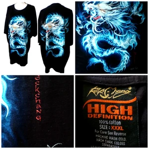 Rock Chang T-Shirt XXXL 2 Sided Black Vibrant High Definition Blue Dragon Neu - Bild 1 von 8
