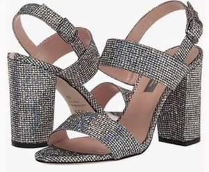 SJP by Sarah Jessica Parker Silber Glitzer Meet Block Sandalen 7,5 - Bild 1 von 6