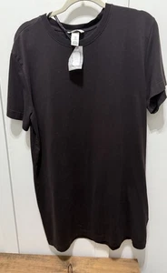H & M black basic t shirt dress short sleeve medium 100% cotton comfy classic - Picture 1 of 10