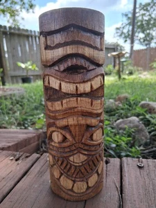 Handgeschnitzte Tiki Totempfahl Insel Hausbar Dekor 8 Zoll - Bild 1 von 13