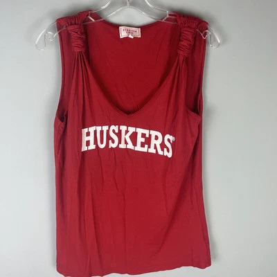 Nebraska Cornhuskers Red Tank Top Women's Size Medium/Large Huskers Spellout - Image 1 of 4