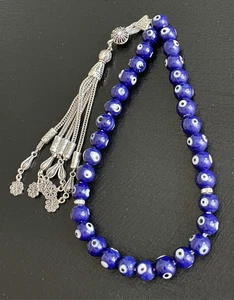 Cuentas de oración islámicas hechas a mano para mal de ojo, 33 cuentas de vidrio Tasbih, regalo musulmán - Imagen 1 de 11