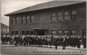 Vintage 1910s ABERDEEN Washington Postcard "LIVE ELKS" B.P.O.E. Lodge No. 593 - Picture 1 of 2