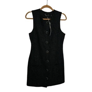 NWT Endless Rose Black Tweed Style Large Button Up Sleeveless Dress Size Medium - Picture 1 of 6