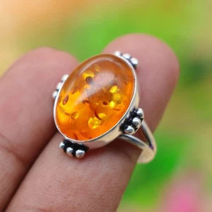 Bernstein Ring 925 Sterling Silber | Handarbeit Natur Edelstein Böhmischer Schmuck"8 - Bild 1 von 9