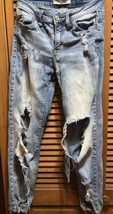 KanCan Womens Skinny Distressed Light-Wash Denim Jeans - Size 7/27 - Picture 1 of 5