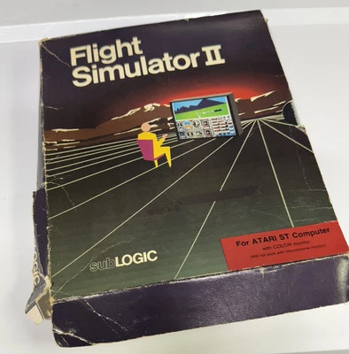 Flight Simulator II 2 Sub Logic Atari Juego de Computadora, Caja, Manual Foto 1 de 3
