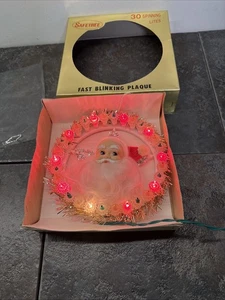 Vintage Retro Weihnachtsmann Gesicht blinkende Lichter Weihnachten Wandrelief funktioniert - Bild 1 von 8