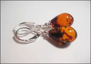 Ámbar Del Báltico Pendientes Gota - Imagen 1 de 5