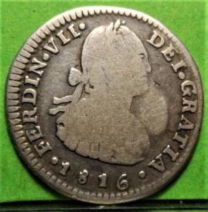 FERNANDO VII, 1 Real, 1816, SANTIAGO -FJ, A.C.-1678, Ag. - Picture 1 of 2