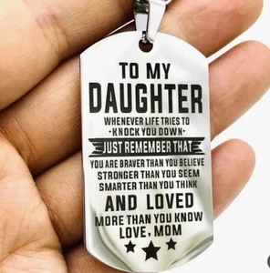 Keychain Pendant To My Daughter From Mom Dog Tag Whenever Life Knocks You Down - Picture 1 of 3