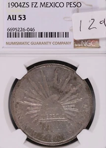 1904 Zs FZ Mexico Silver Un Peso NGC AU-53 - Picture 1 of 2