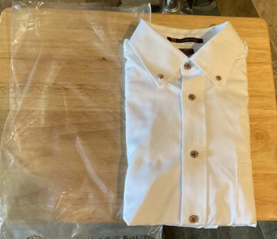 Harriton Mens Button Up Long Sleeve White Shirt “PCYC W/Golf Flag” Logo Size M - Image 1 of 3