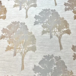 1298. Brown Shadow Trees Jacquard Curtain Fabric, 137cm wide,Price per 1/2 metre - Picture 1 of 6