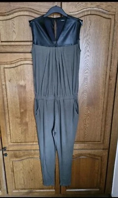 Replay Damen Jumpsuit Lang Khaki Schwarz Leder Frühling/Sommer Mode Fashion Gr.L - Bild 1 von 4
