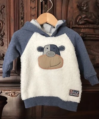 Sudadera con capucha de piel azul beige para niños de 6-9 meses Silly Monkey Foto 1 de 4