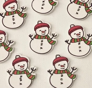 10pcs Wooden Snowman Buttons 30mm Christmas A36-1 Aussie Seller - Picture 1 of 6