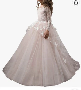 Communion 8-9Y Party Princess Pageant Bridesmaid Wedding Flower Girl Dress Pink - Picture 1 of 12