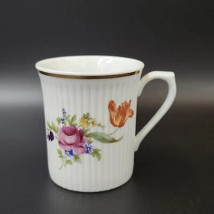 Vintage Jlmenau Graf Von Henneberg Coffee Cup Floral Gold Trim Ribbed German - Picture 1 of 8