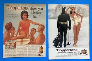 JULIE NEWMAR ANNETTE FUNICELLO COPPERTONE PRINT ADS VINTAGE BATMAN BIKINI BEACH - Picture 1 of 1