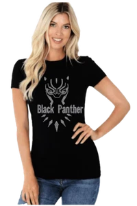 Black Panther Strass T-Shirt Bling Tee - Bild 1 von 2