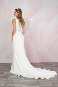 Emma Bridals Jersey Fit & Flare Wrap Over Effect Gown Wedding Dress - New - Picture 1 of 15