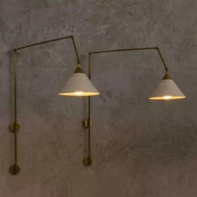 Handmade italian Antique wall lamps sconces in Pair of Brass Wall Light Fixture - Image 1 of 4