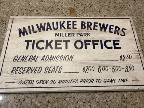 MILWAUKEE BREWERS "MILLER PARK" WOODEN TICKET OFFICE SIGN (10X17) NEW MLB HTF Cover