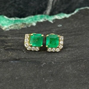 1.24TCW 14k Yellow Gold Round Certified Natural Diamond Women's Wedding Earrings - Picture 1 of 15