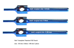 Titanium Hair Transplant FUE Punch ,1.00 mm,0.9 mm 0.8 mm 3 piece - Bild 1 von 2