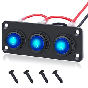 3 Gang Rocker Switch Panel with 12V 20A LED Light Waterproof Toggle Switch 3Pin - Picture 1 of 8