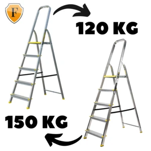 Stehleiter Haushaltsleiter mit 5 Stufen Leiter Aluminium Tragfähigkeit 120/150kg - Bild 1 von 24