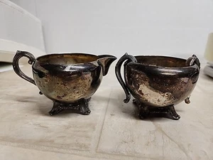 ONEIDA Silver Plated, Footed Creamer, Sugar Bowl Broken, Victorian Style, VTG - Picture 1 of 14