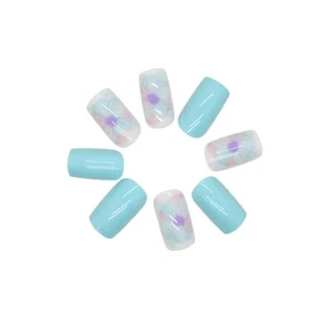 Luluizy Reusable Press On Nails Medium Square Floral 24 Nail Tips 5 Accessories - Picture 1 of 7