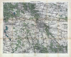1913 Map of Lemberg Galicia Greater Ukraine Area - Picture 1 of 3