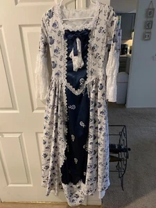 Womens Marie Antoinette Medium White and Blue Floral Lace Womens Ball Gown - Picture 1 of 10