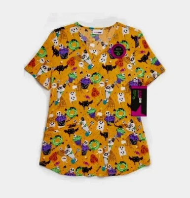 Scrubstar Women's Size 3X Scary Sweets V- Neck Halloween Theme Scrub Top NWT - Image 1 of 4