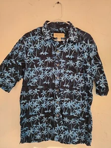 Johari West Hawaiihemd Herren LARGE blau PALMENMUSTER Freizeit - Bild 1 von 3