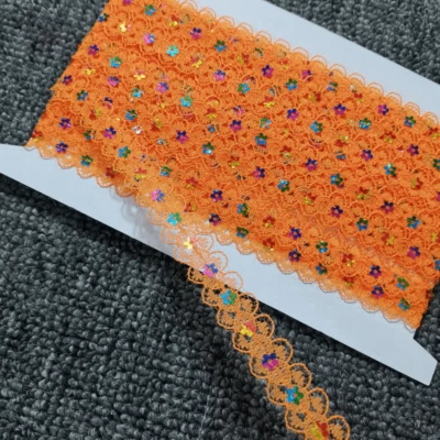 9 Yards Lace Sequin Trim Floral Edge Cute Decor for Clothing Accessories Sewing - Image 1 of 4