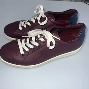 ECCO Damen Soft Steet Lite Leder Burgund Schuhe Sneaker Gr. 36 (US 5) - Bild 1 von 16