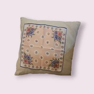 Vintage rosa blau Baumwolle Blumen Taschentuch Taschentuch Beerdigung Hochzeit Taufe 1950 - Bild 1 von 4